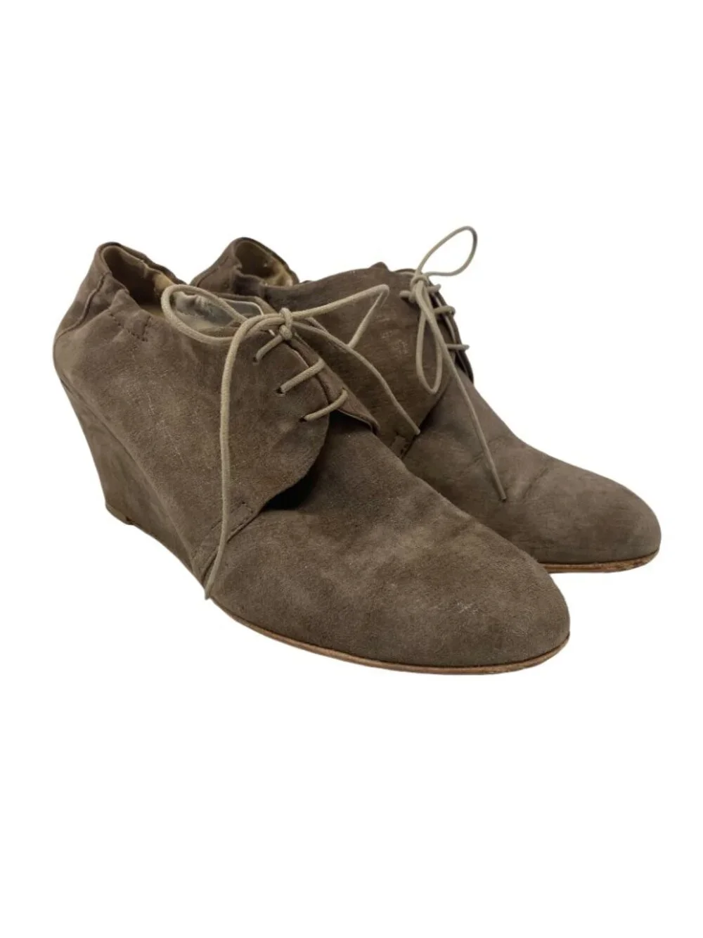 AGL Attilio Giusti Leombruni 36 Wedge Bootie Ankle Boot Brown Leather Lace Up